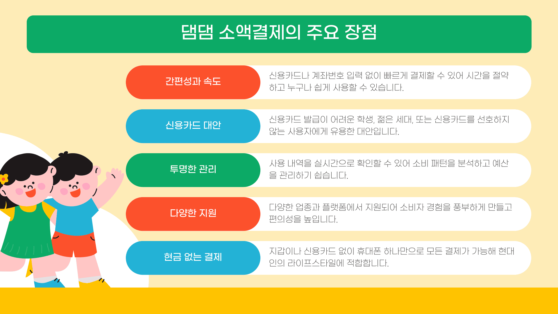 댐댐 소액결제의 주요 장점